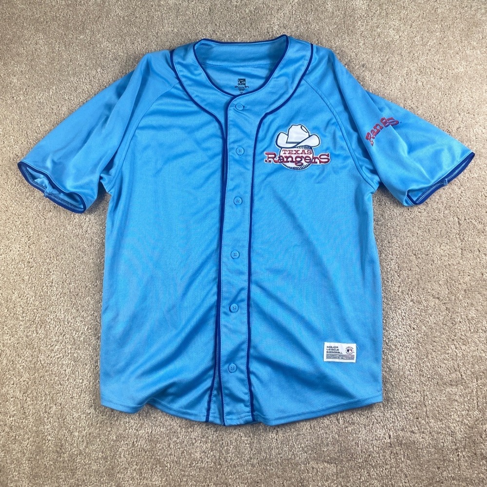 Texas Rangers Cooperstown Collection Baseball Jersey Powder Blue Mens Medium